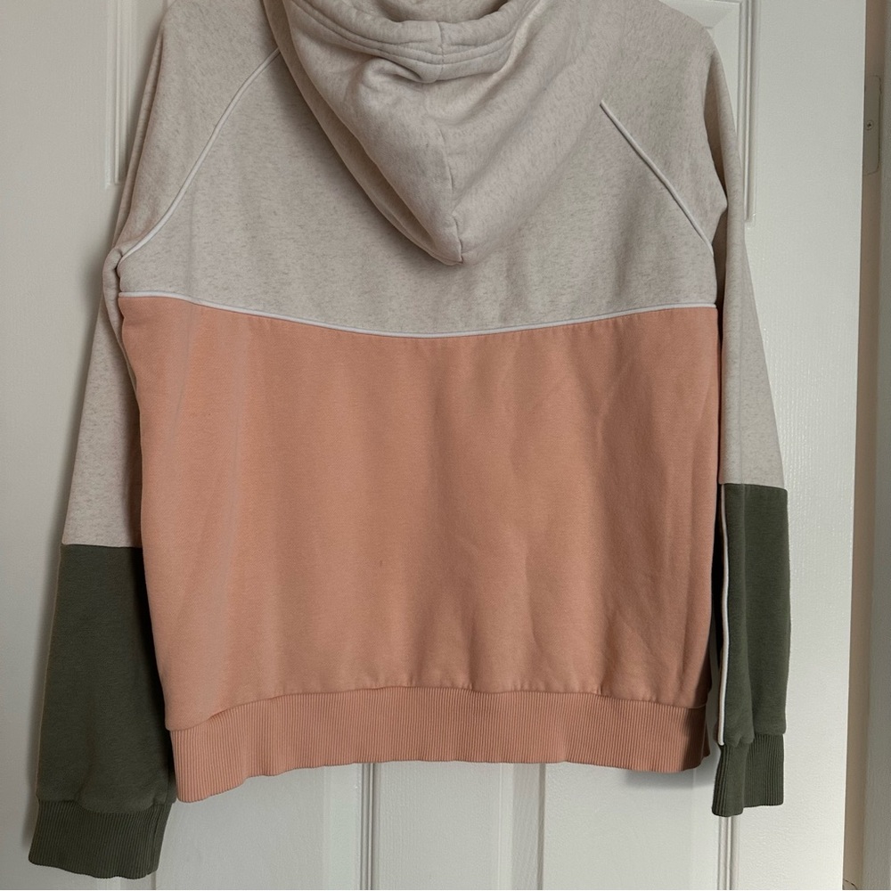 Roxy Tri-Tone Hoodie in Cream, Pink, and Green Colorblock - Picture 2 of 8